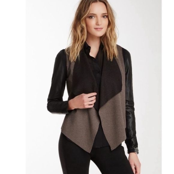 STELLA & JAMIE Rio open jacket waterfall cut leather crochet accents sz S EUC - Picture 3 of 13